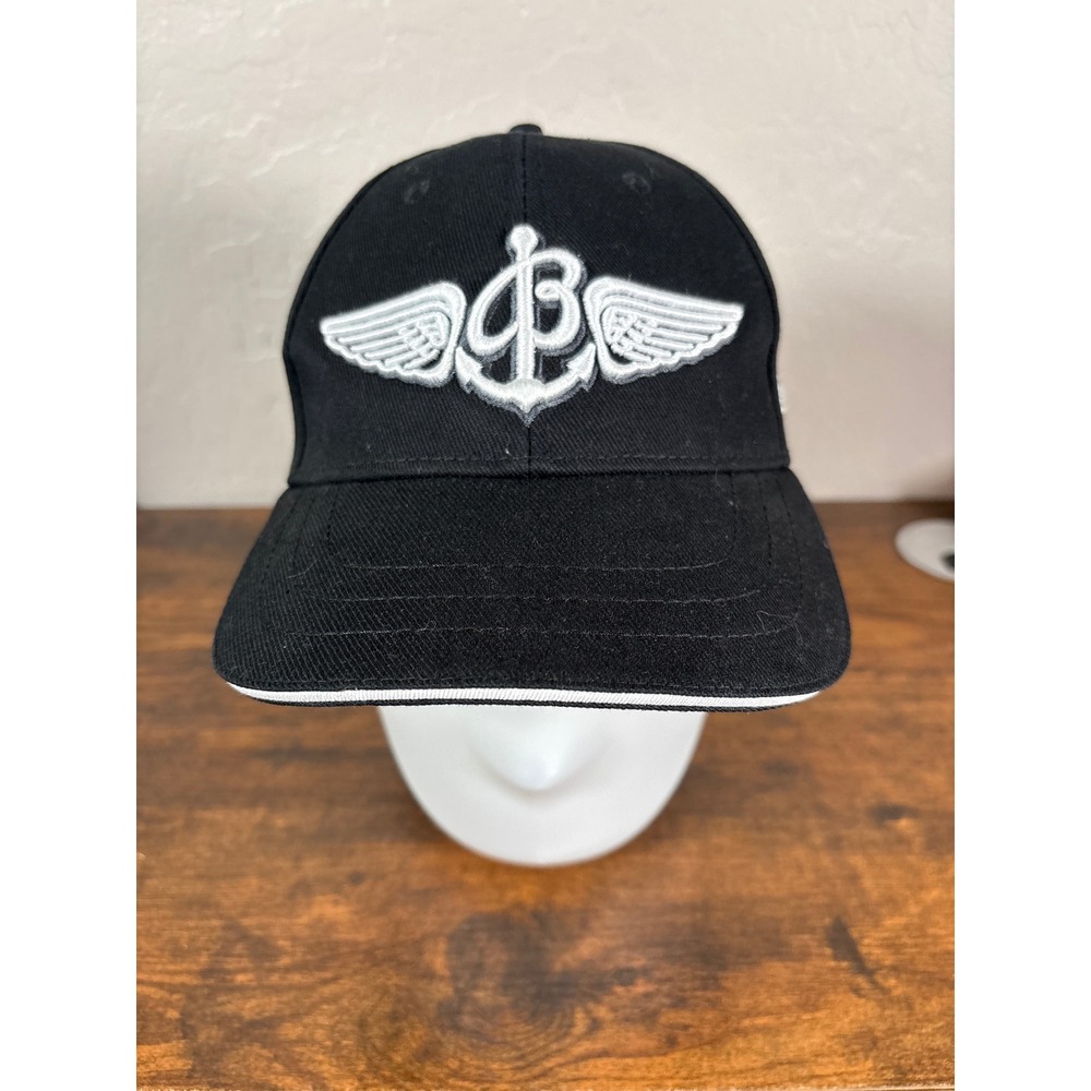 Breitling Black Cotton Baseball Cap Winged Anchor Logo Adjustable Hat Mens OSFA